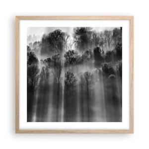 Plakat i ramme af lyst egetræ - I stråler af lys - 50x50 cm