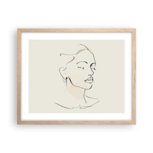 Plakat i ramme af lyst egetræ - En bestemt linje - 50x40 cm