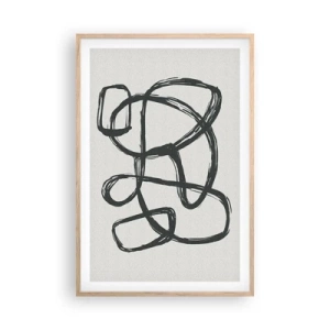 Plakat i ramme af lyst egetræ - Loopet abstraktion - 61x91 cm