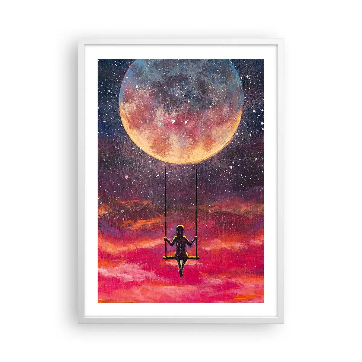 Plakat i hvid ramme - Glæd dig i skyerne - 50x70 cm