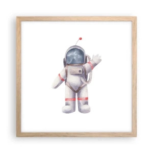 Plakat i ramme af lyst egetræ - Det er alt for nu! - 40x40 cm