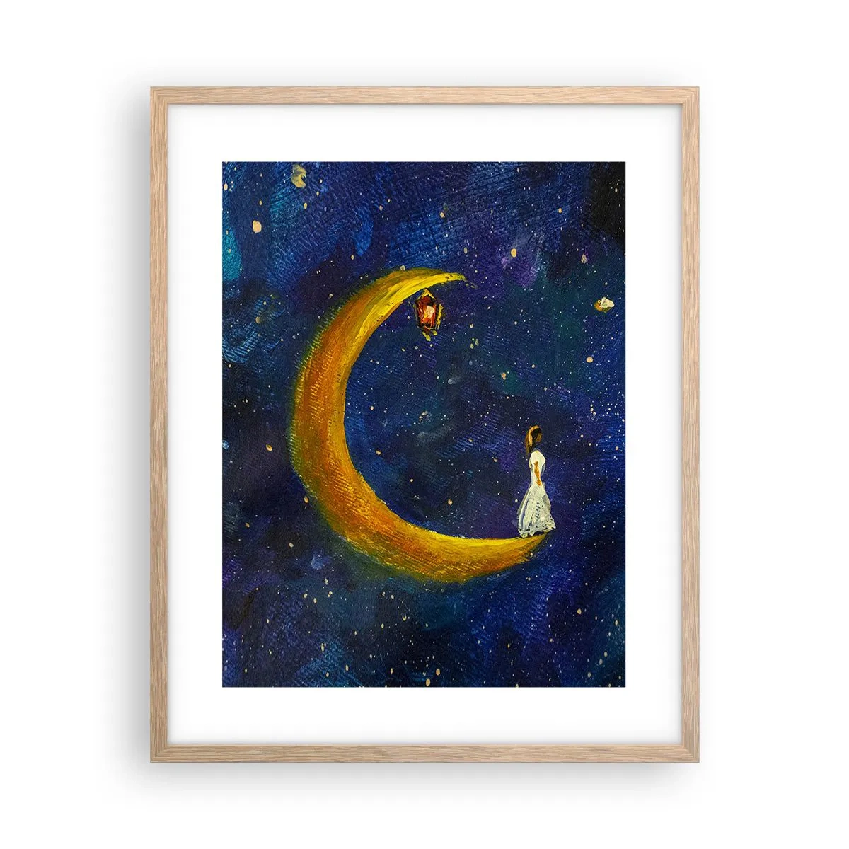 Plakat i ramme af lyst egetræ - Kald på verden - 40x50 cm