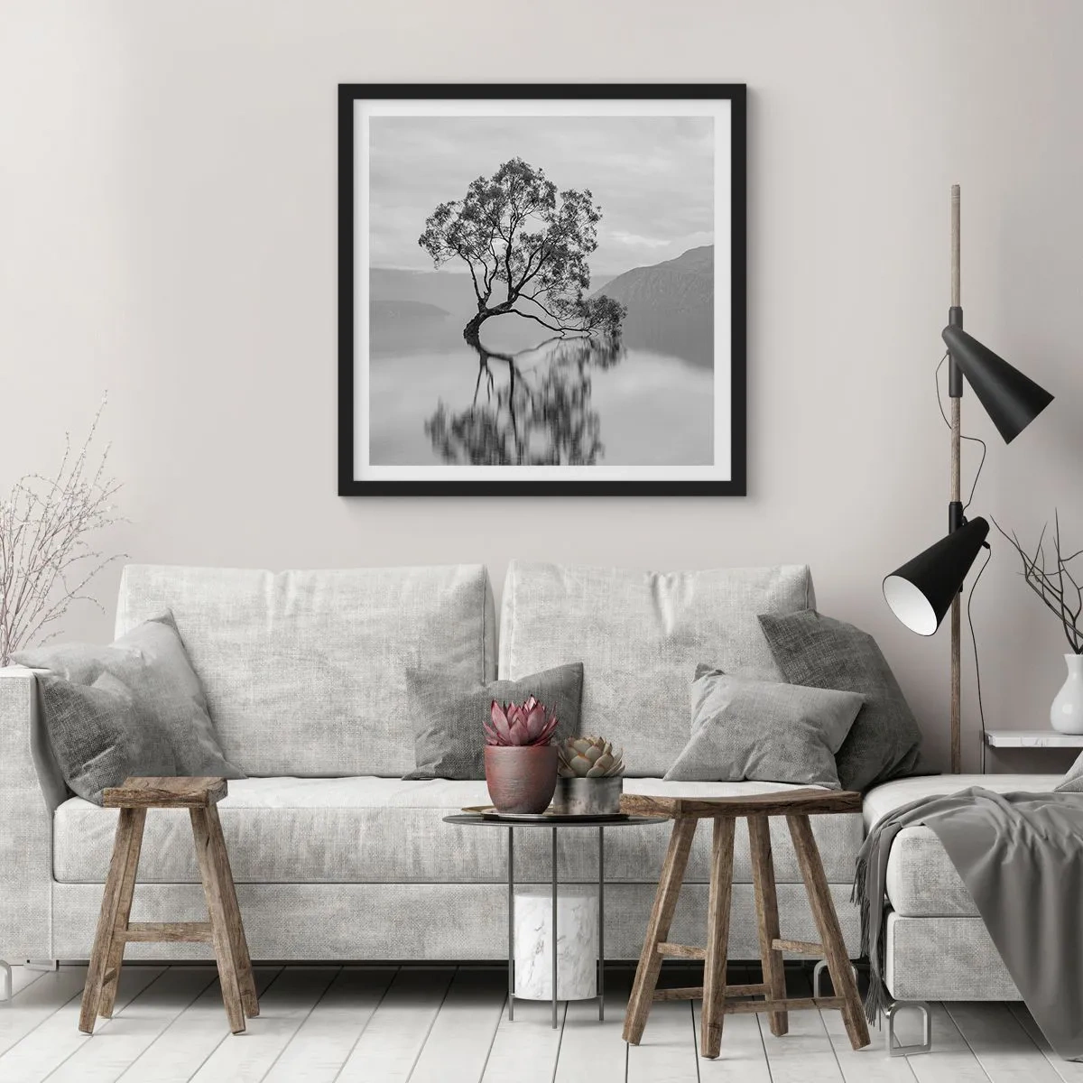 Plakat i sort ramme - Der findes et land - 40x40 cm