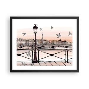 Plakat i sort ramme - Over Paris' hustage - 50x40 cm