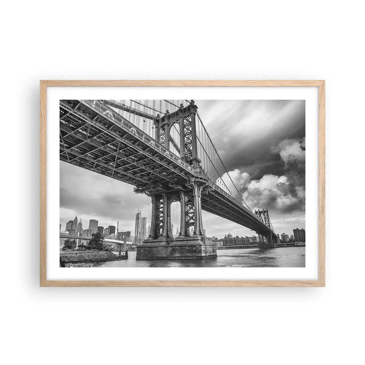 Plakat i ramme af lyst egetræ - Til byens hjerte - 70x50 cm