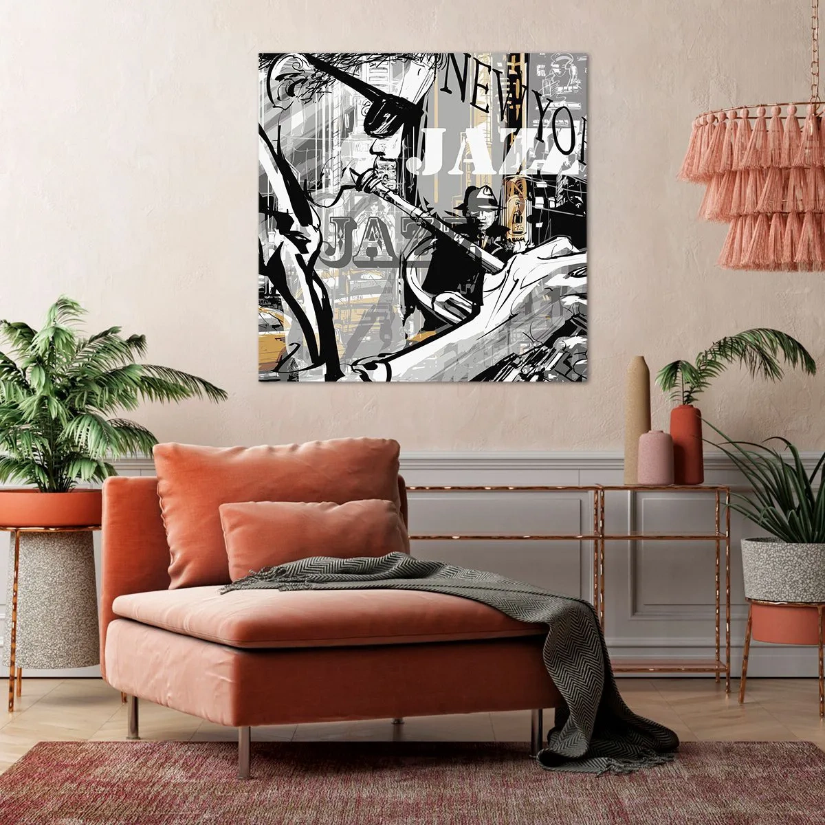 Lærredstryk - Billede på lærred - Til New Yorks rytme - 60x60 cm