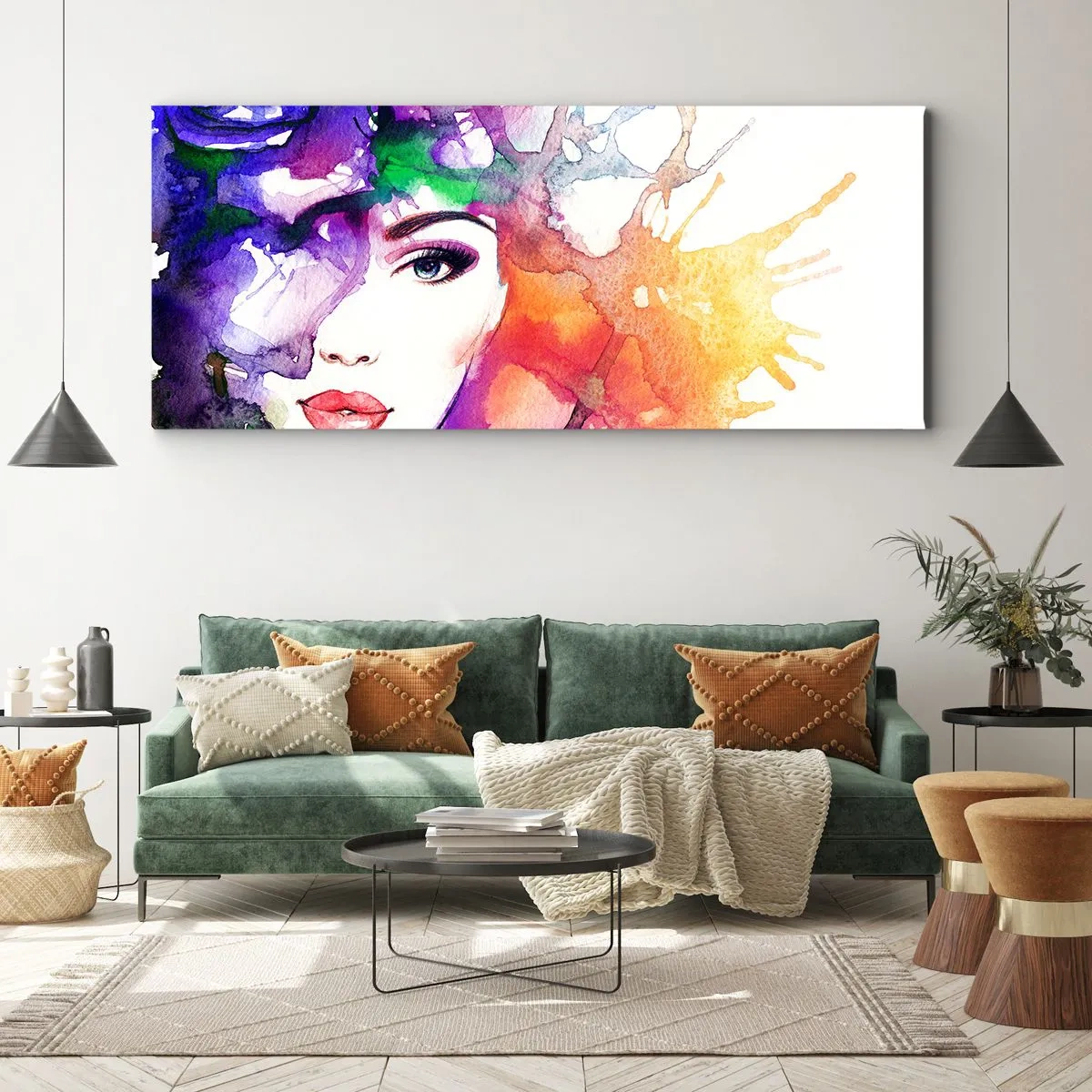 Lærredstryk - Billede på lærred - Med hovedet i skyerne - 160x50 cm