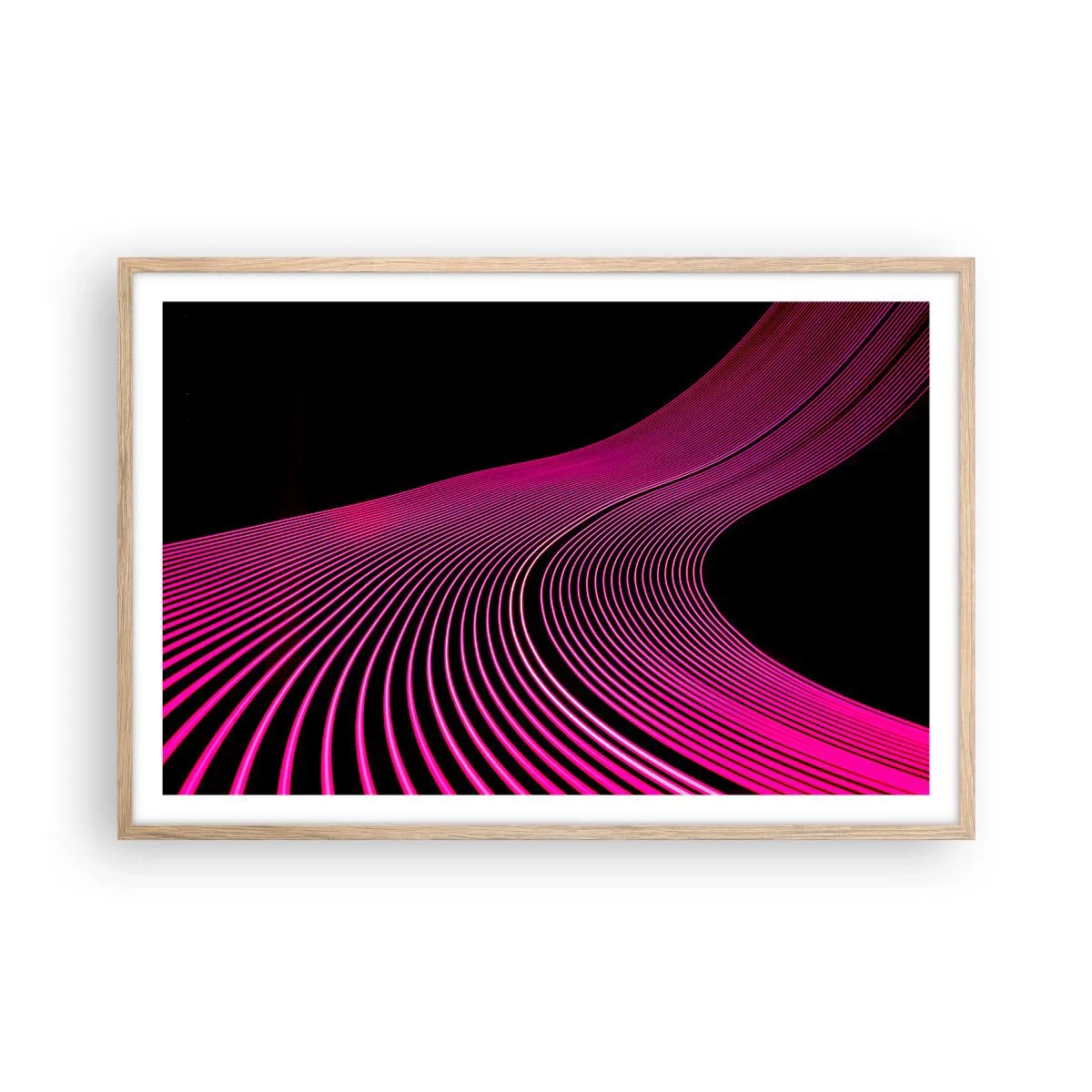 Plakat i ramme af lyst egetræ - En allé af lys - 91x61 cm