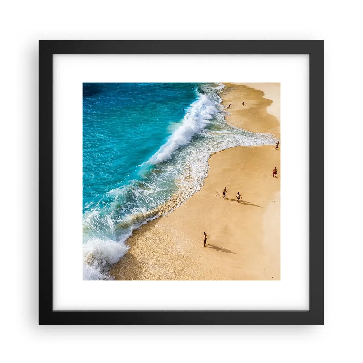 Plakat i sort ramme - Og så solen, stranden... - 30x30 cm