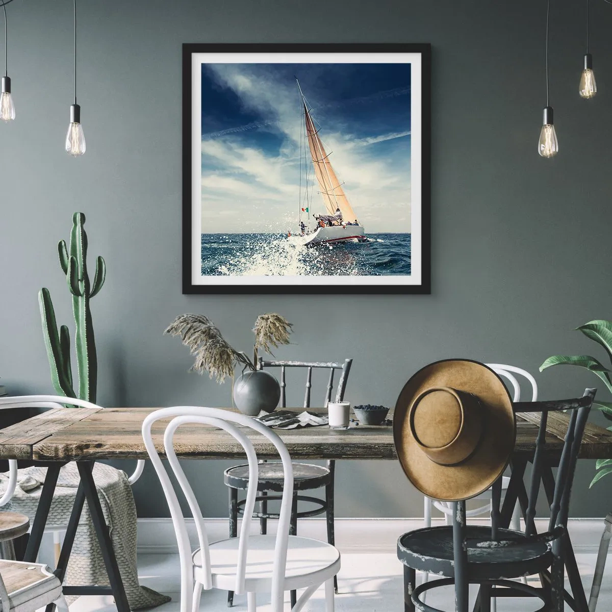 Plakat i sort ramme - De kan ikke indhente os! - 40x40 cm