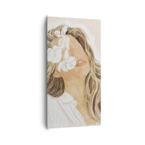 Lærredstryk - Billede på lærred - Blandt blomsterne i jubel - 65x120 cm
