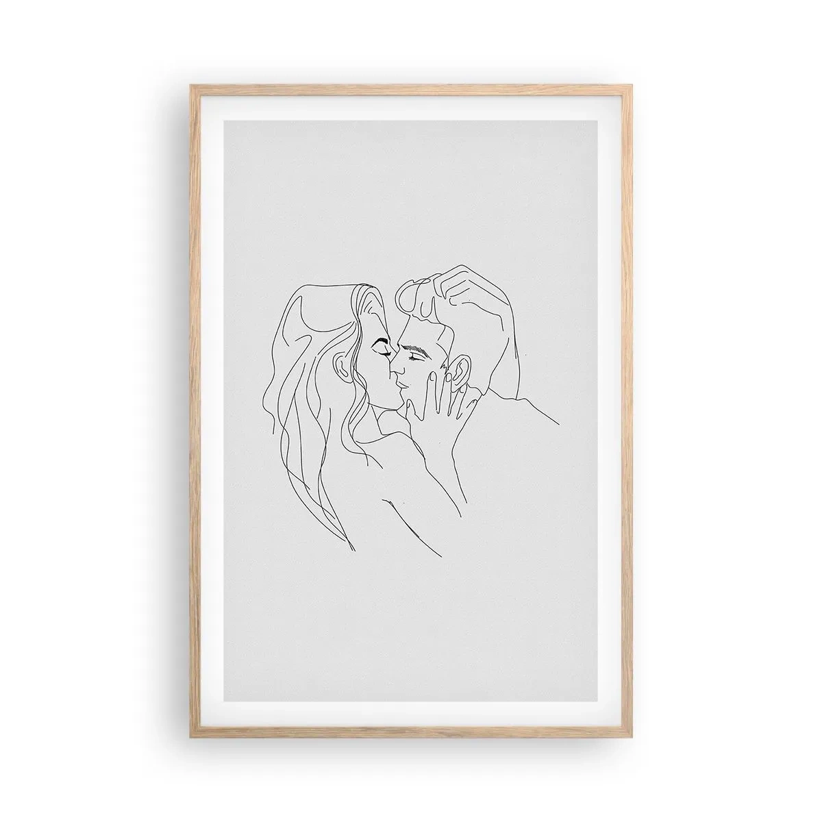 Plakat i ramme af lyst egetræ - I samme linje - 61x91 cm