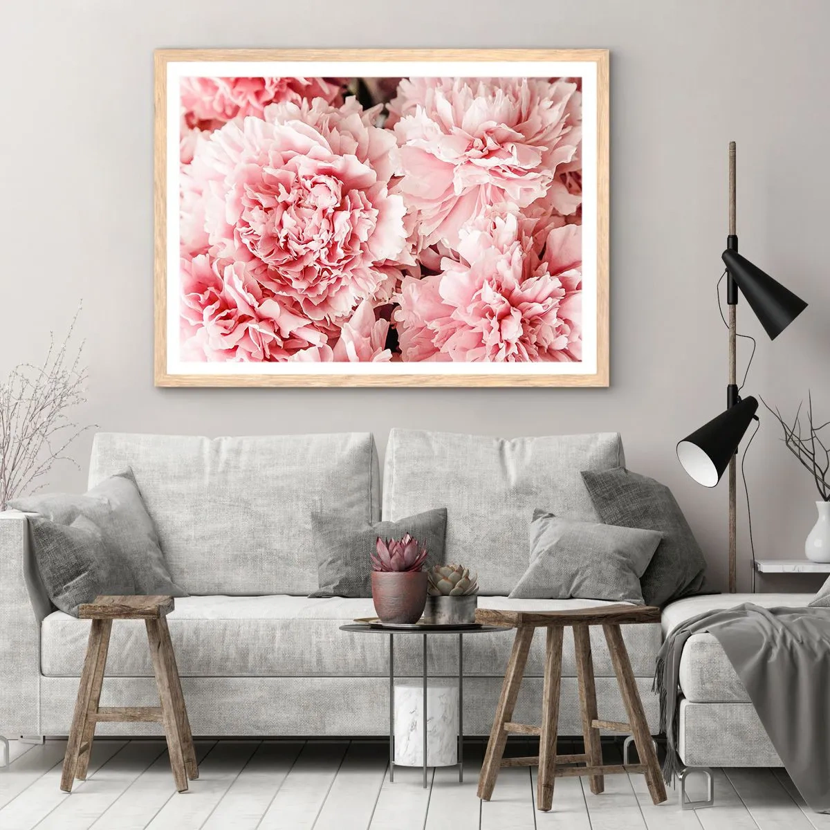 Plakat i ramme af lyst egetræ - Lyserød drøm - 40x30 cm