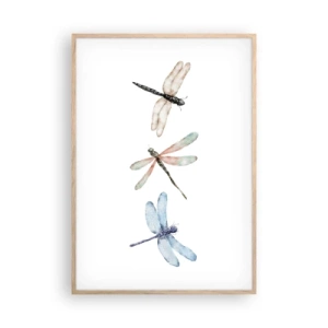 Plakat i ramme af lyst egetræ - Vægtløse guldsmede - 70x100 cm