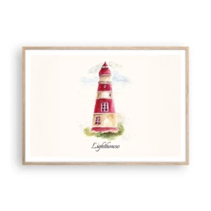 Plakat i ramme af lyst egetræ - Altid vejret omkring - 100x70 cm