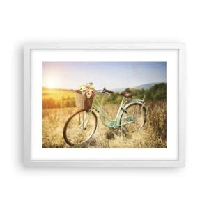 Plakat i hvid ramme - Jeg bliver her et stykke tid - 40x30 cm