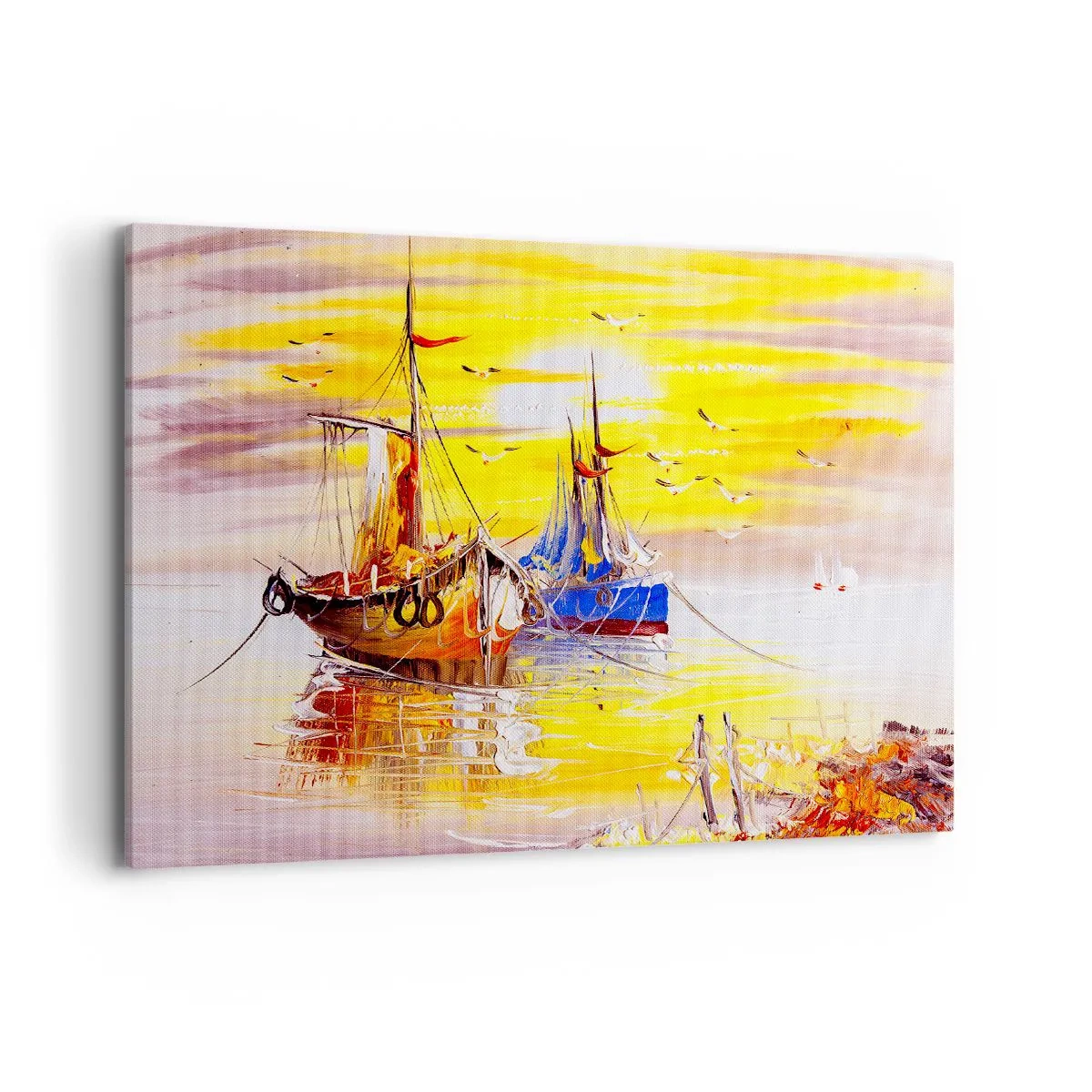 Lærredstryk - Billede på lærred - Et velfortjent hvil i havnen - 100x70 cm