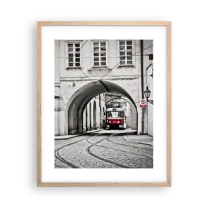 Plakat i ramme af lyst egetræ - Gennem byens labyrint - 40x50 cm