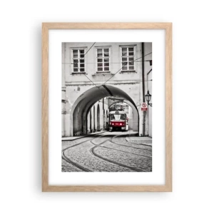 Plakat i ramme af lyst egetræ - Gennem byens labyrint - 30x40 cm