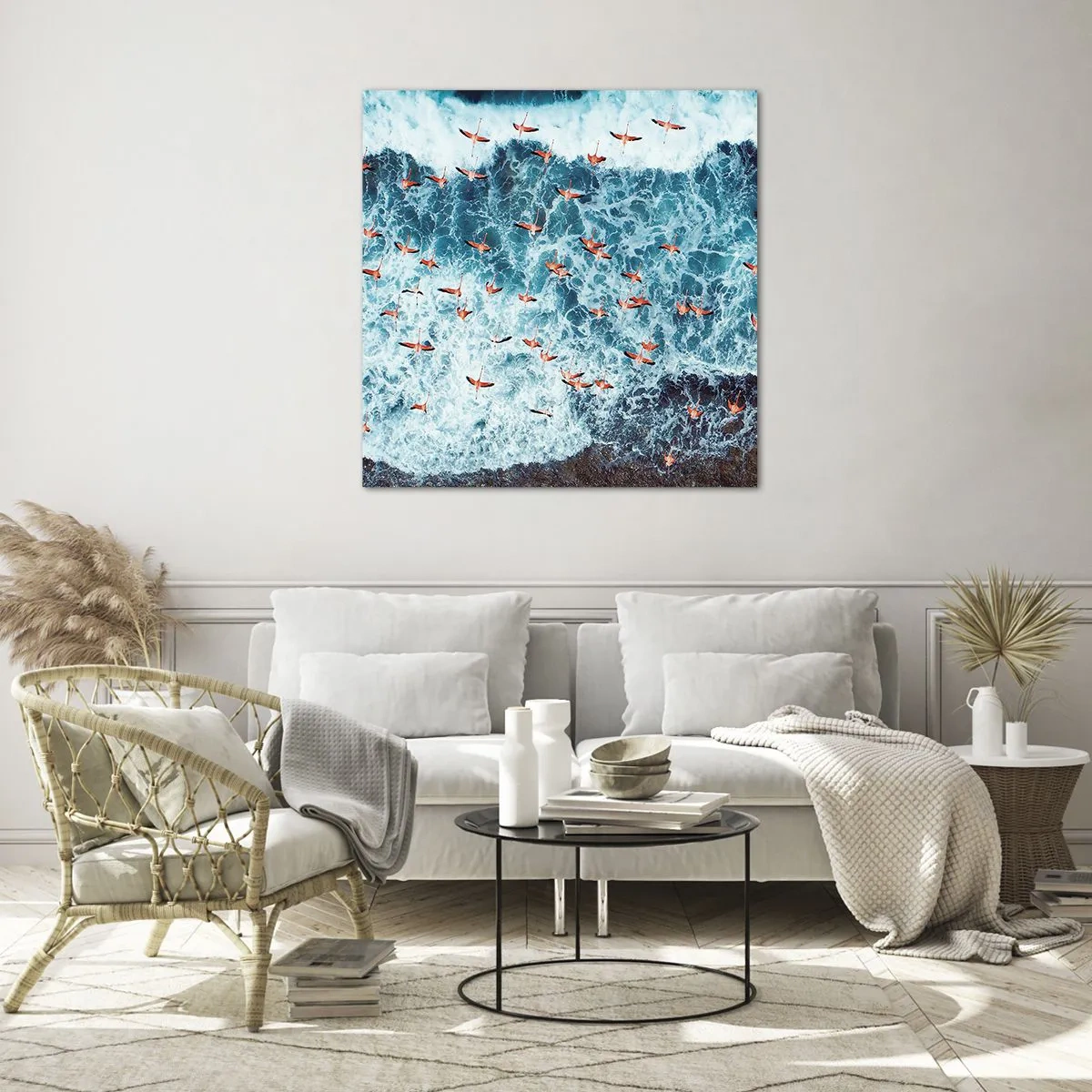 Billede på glas - Parade ved havet - 40x40 cm
