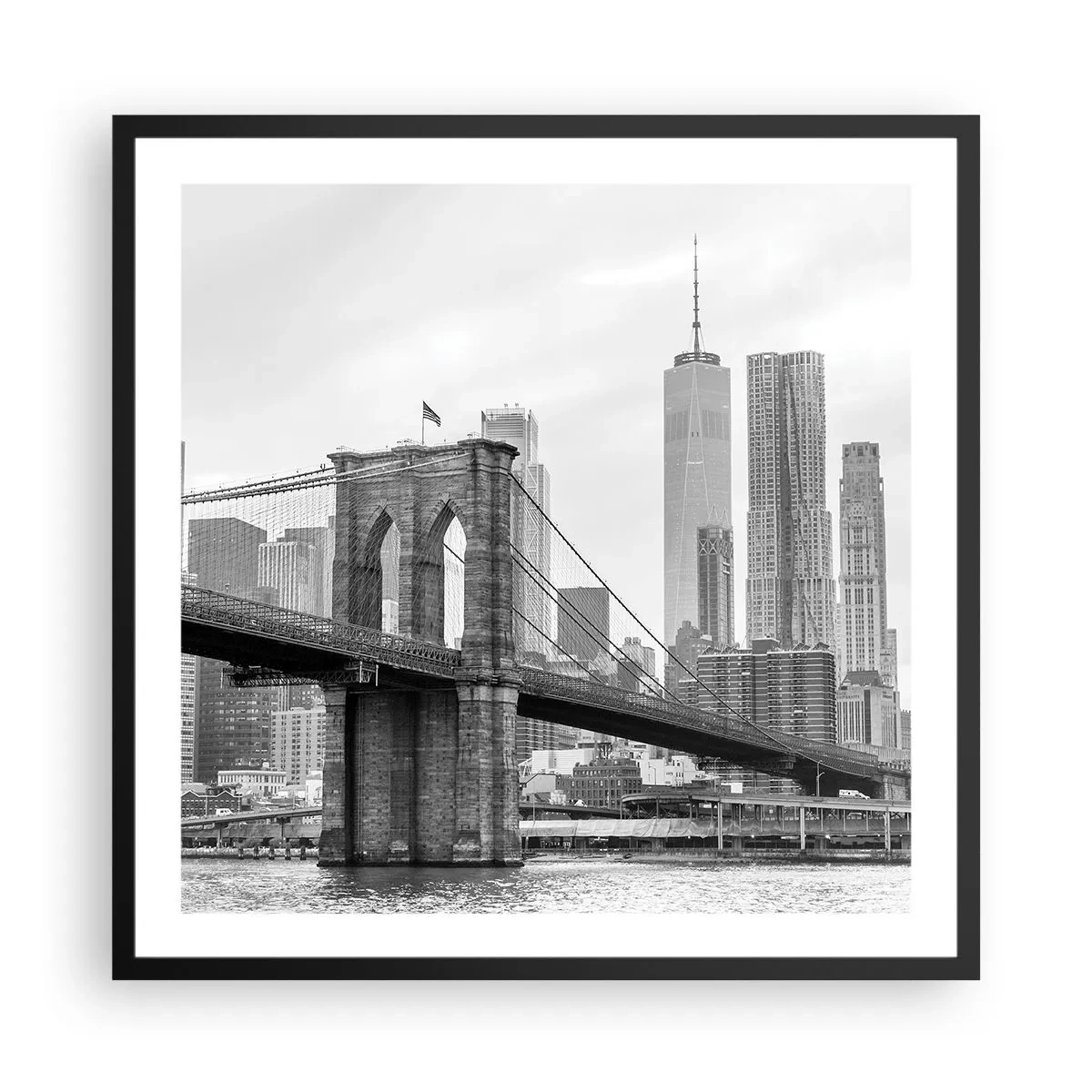 Plakat i sort ramme - New York stemning - 60x60 cm
