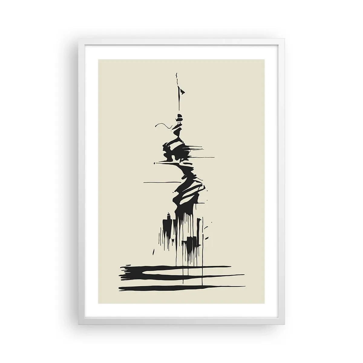 Plakat i hvid ramme - Skyndsom abstraktion - 50x70 cm