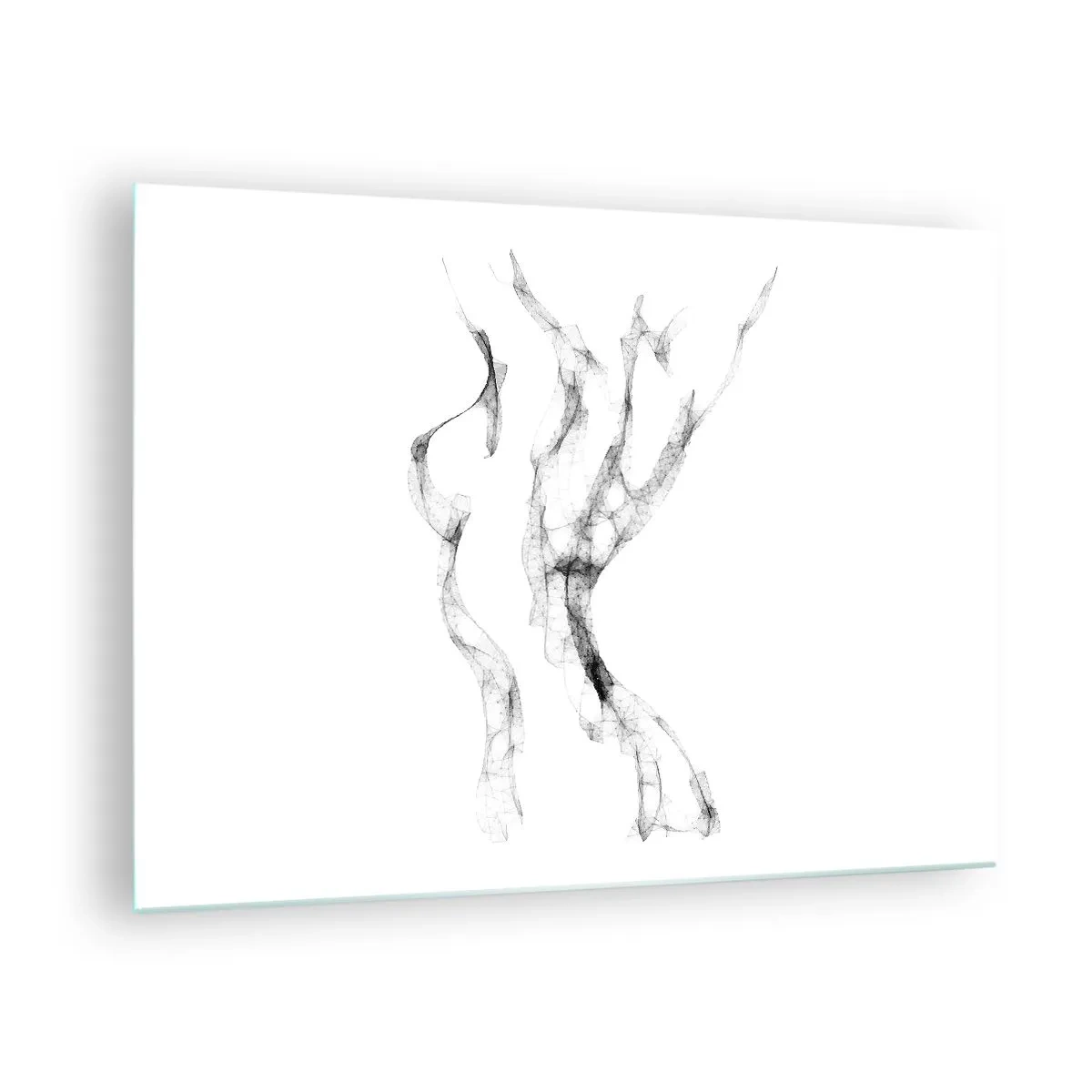 Billede på glas - Abstrakt kvindelig omrids lavet af sorte, røgede linjer - 70x50cm - Smuk og stærk - Moderne vægdekoration til stue og soveværelse ARTTOR