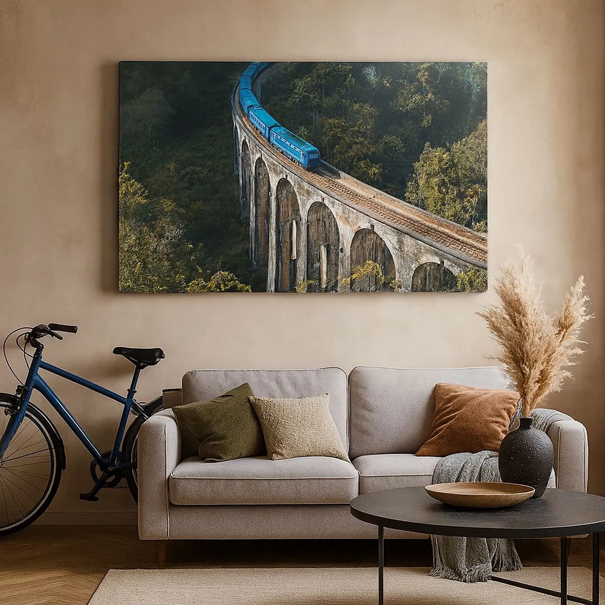 Lærredstryk - Billede på lærred - Tog til naturen - 100x40 cm