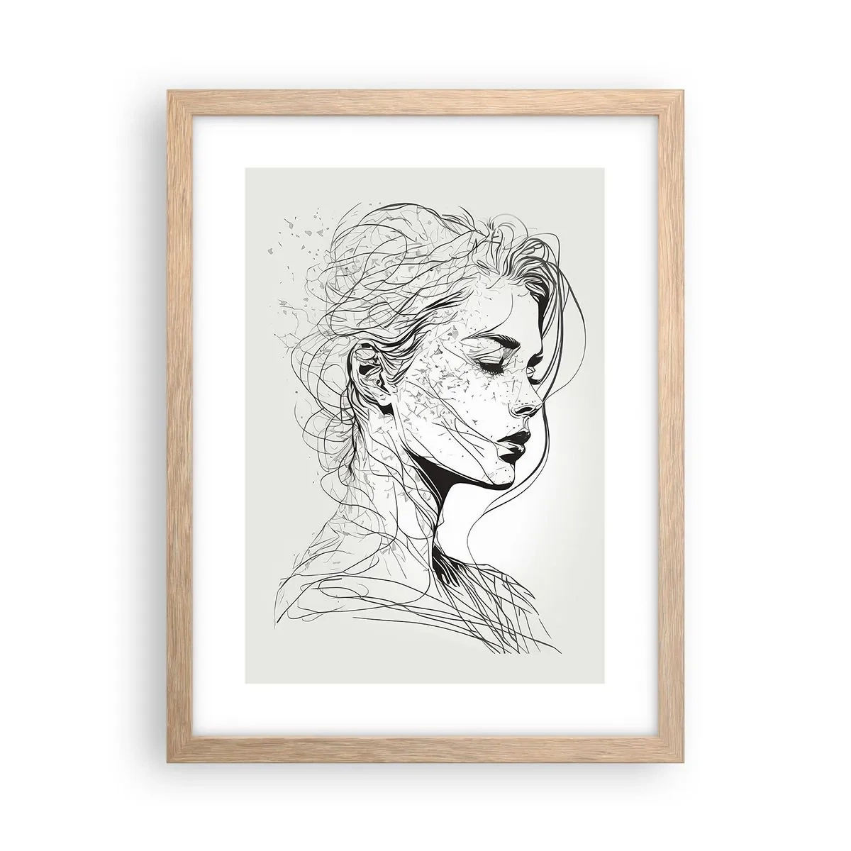 Plakat i ramme af lyst egetræ - Portræt i drømmeri - 30x40 cm