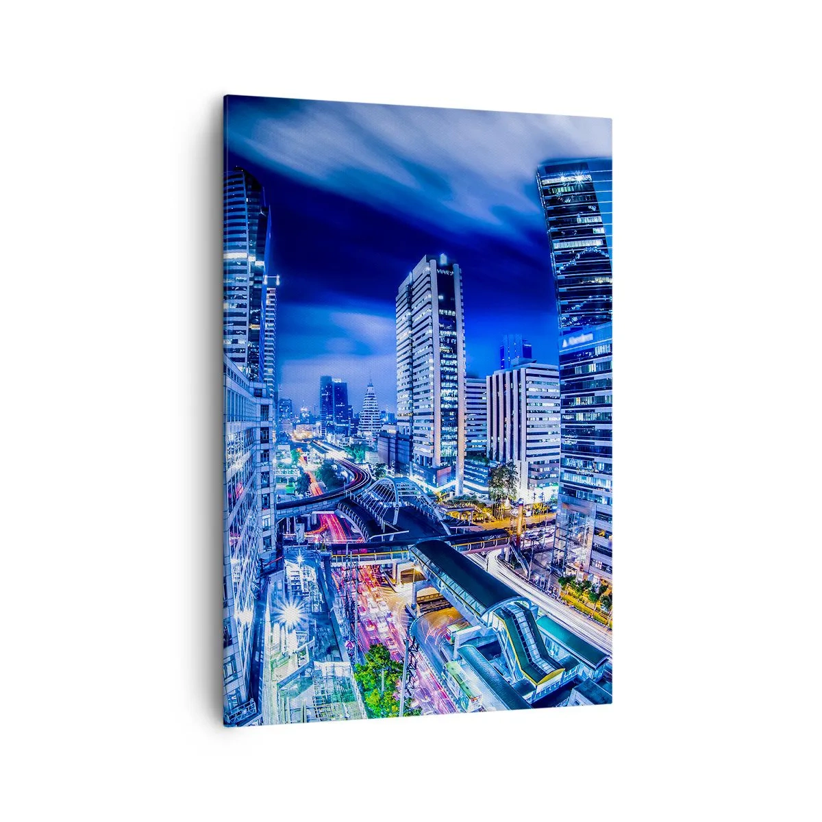 Lærredstryk - Billede på lærred - Nattens rytmer i byen - 70x100 cm
