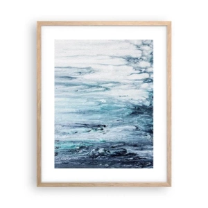 Plakat i ramme af lyst egetræ - Blå istapper - 40x50 cm