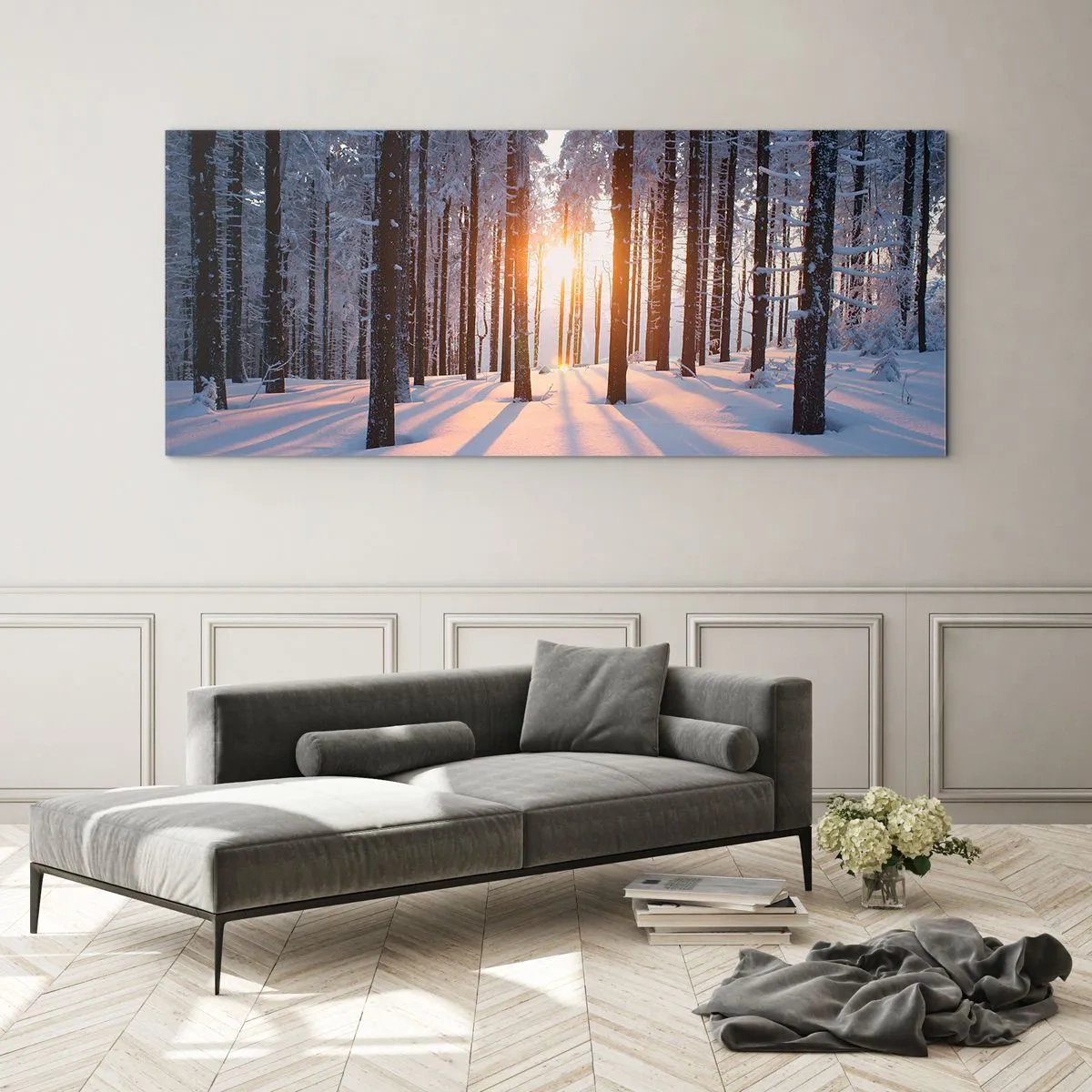 Billede på glas - Klart i sort og hvidt - 90x30 cm