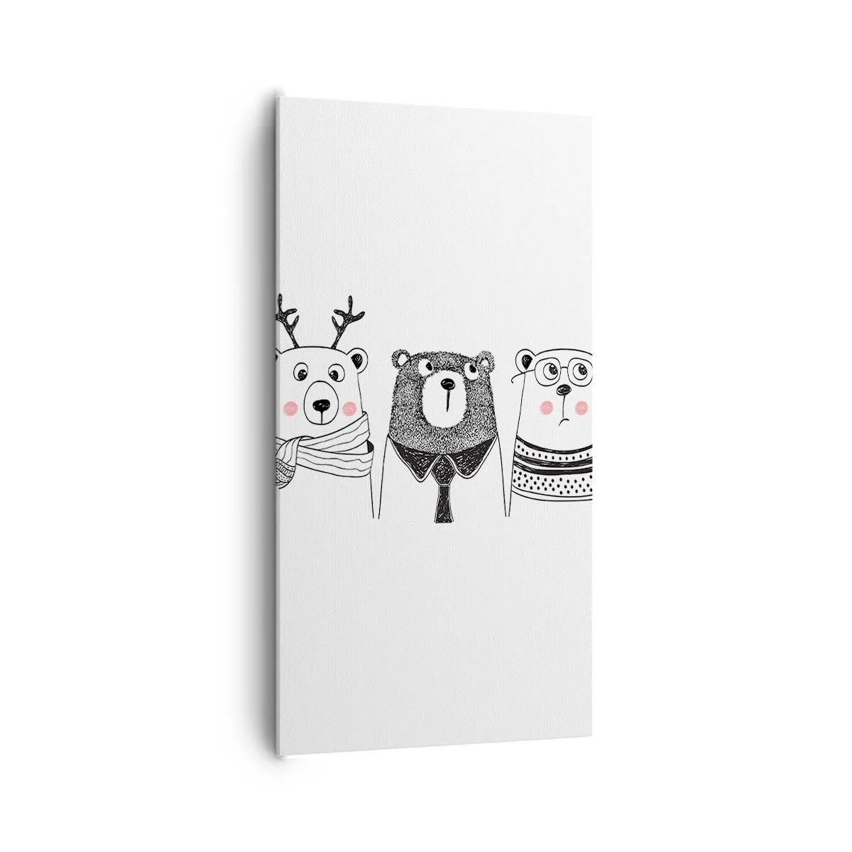 Lærredstryk - Billede på lærred - Bamse, bamse, bamse og bamse - 65x120 cm