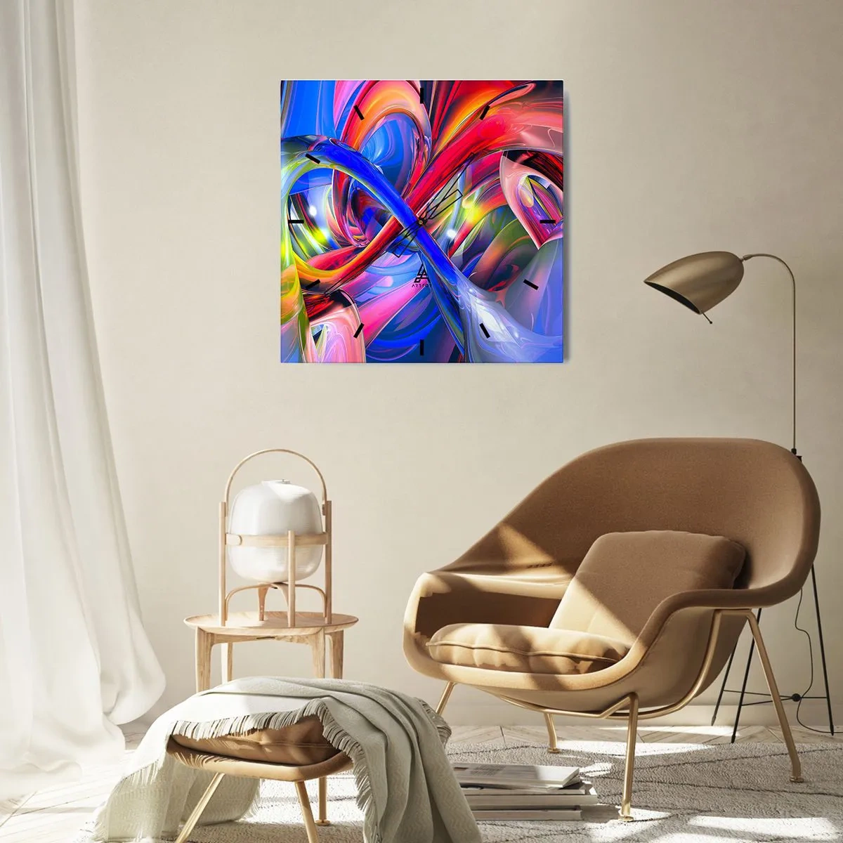 Vægur, Uret - En dans af farver - 40x40 cm