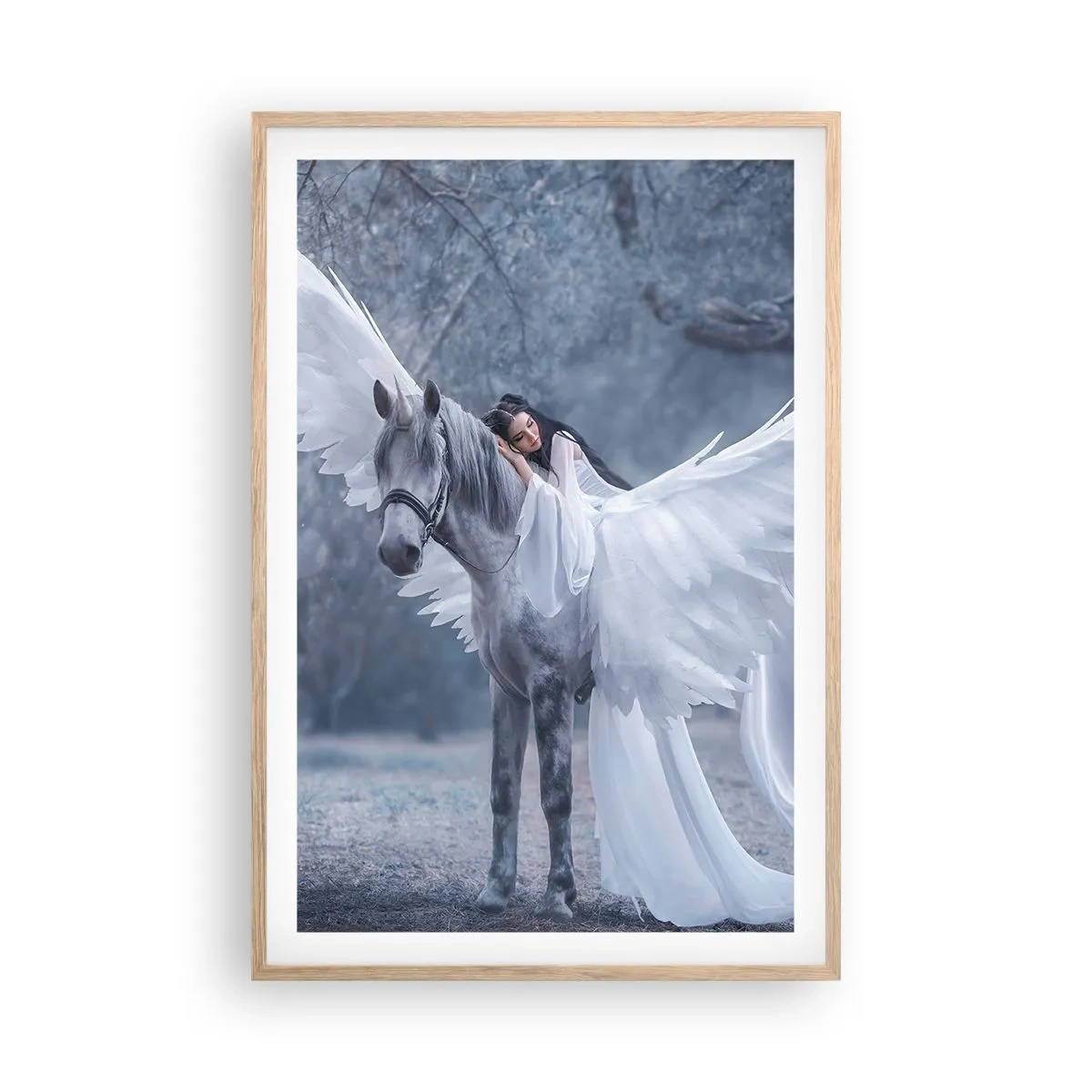 Plakat i ramme af lyst egetræ - Inspireret øjeblik - 61x91 cm