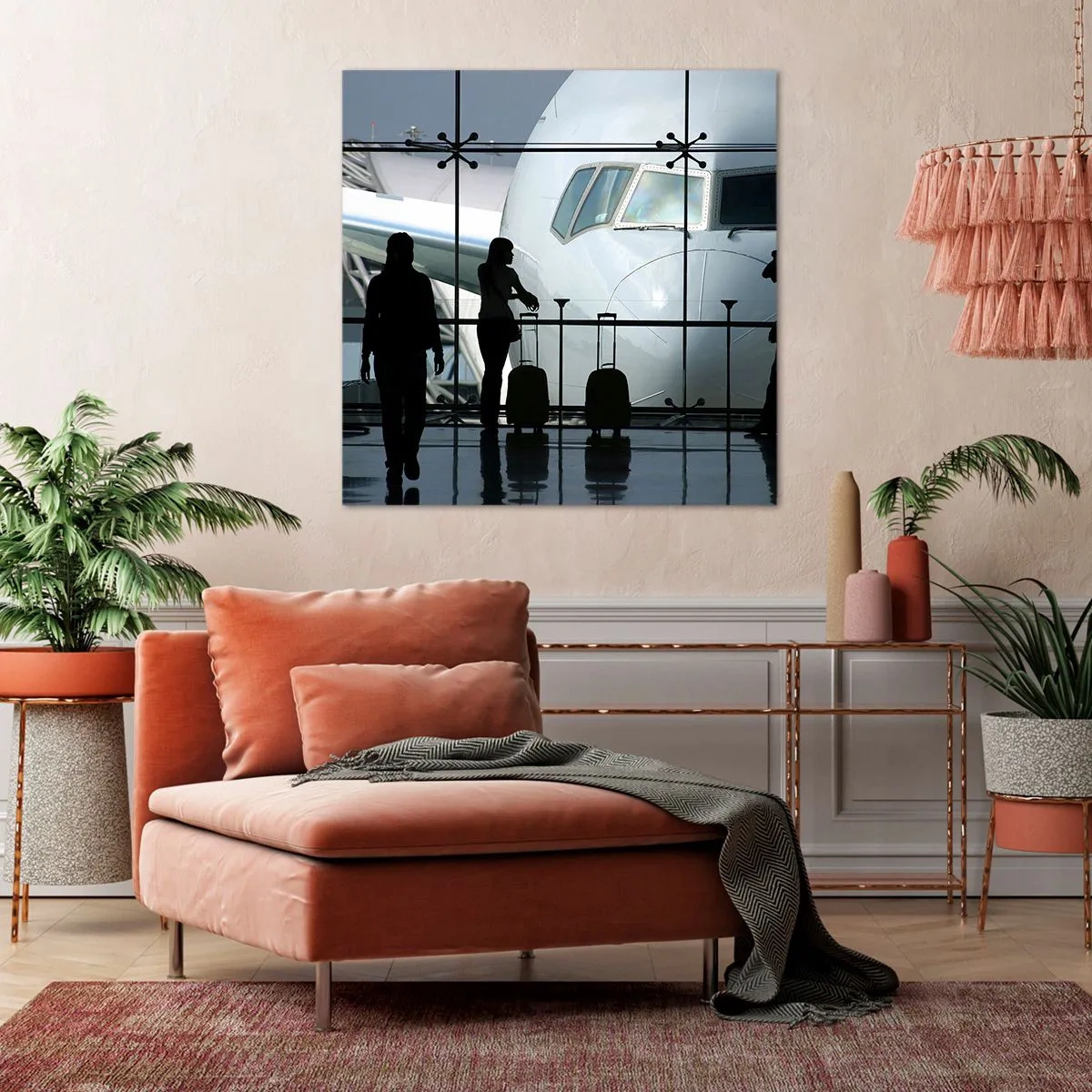 Lærredstryk - Billede på lærred - Vis a vis i lufthavnen - 60x60 cm