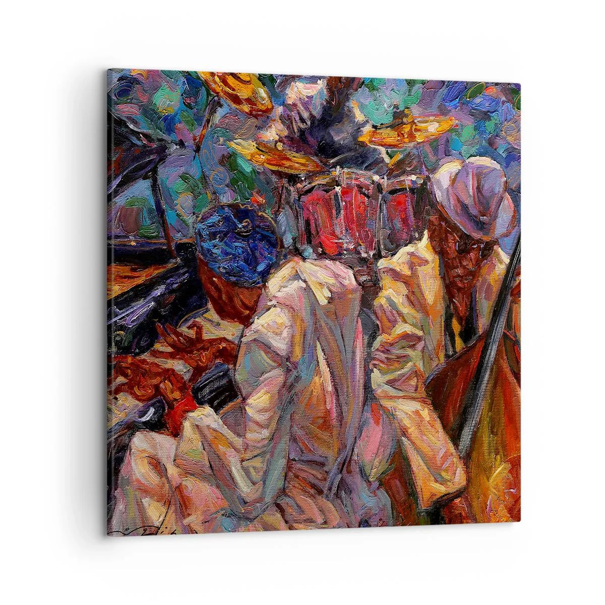 Lærredstryk - Billede på lærred - I én rytme - 50x50 cm