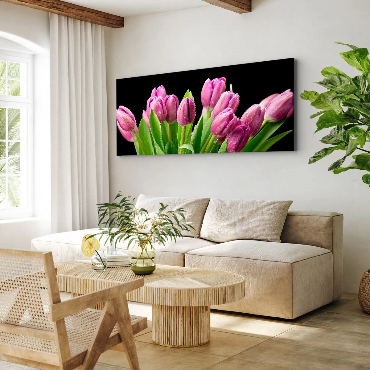 Lærredstryk - Billede på lærred - Forårets lilla glæde - 140x50 cm