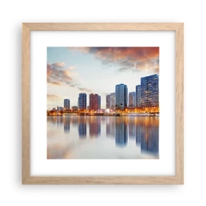 Plakat i ramme af lyst egetræ - Den monumentale ro i Paris - 30x30 cm