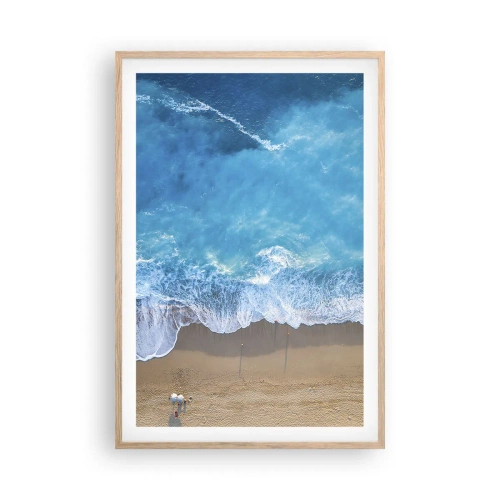 Plakat i ramme af lyst egetræ - Den blå kraft - 61x91 cm