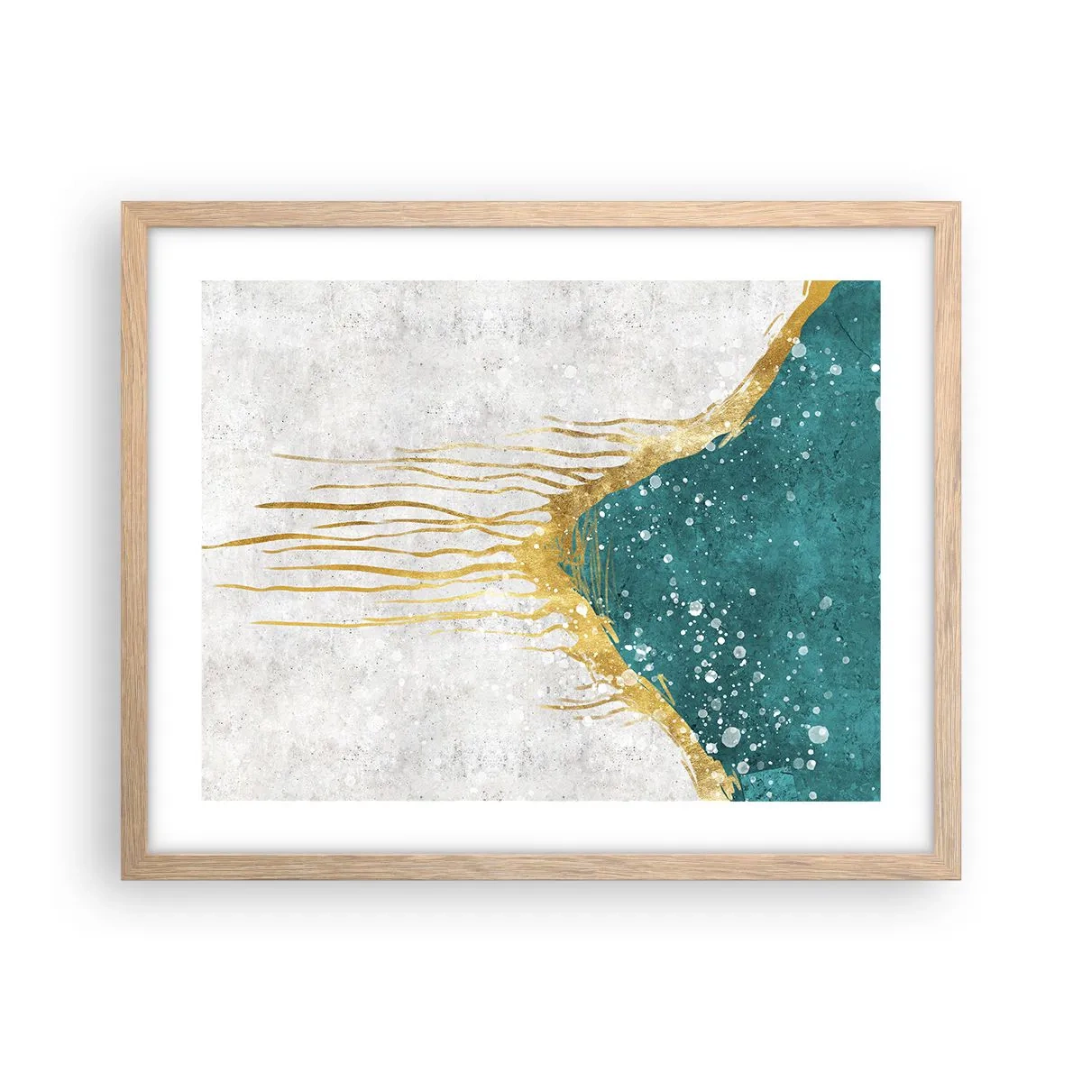 Plakat i ramme af lyst egetræ - Gyldent tidevand - 50x40 cm