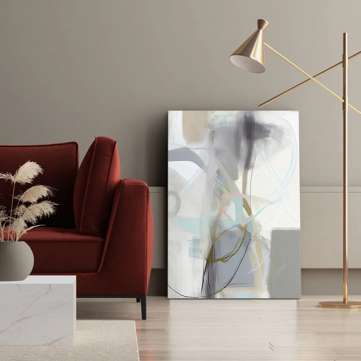 Lærredstryk - Billede på lærred - Tågeagtig abstraktion - 55x100 cm