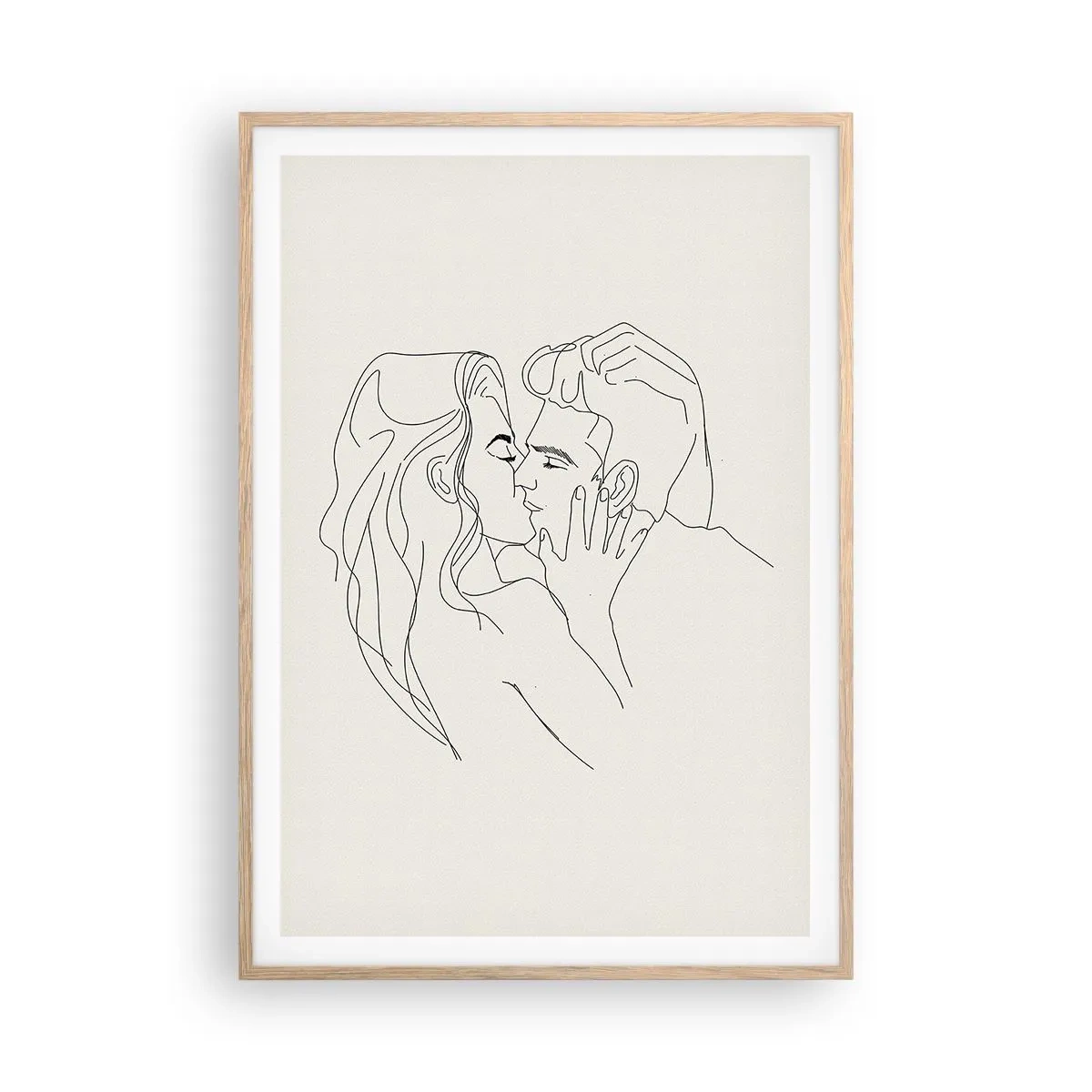 Plakat i ramme af lyst egetræ - Forviklet i følelser - 70x100 cm