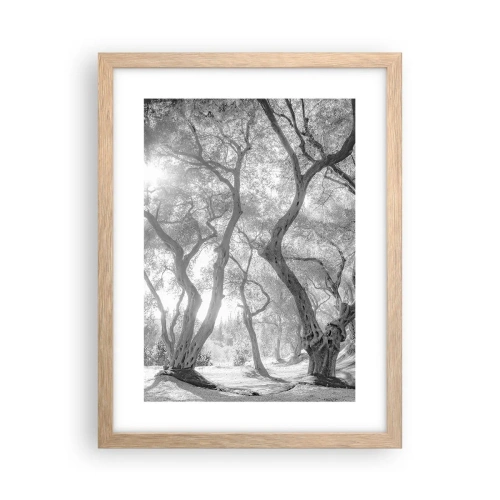 Plakat i ramme af lyst egetræ - I en olivenlund - 30x40 cm