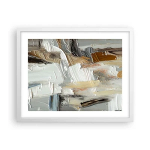 Plakat i hvid ramme - Farverige lagdelinger - 50x40 cm