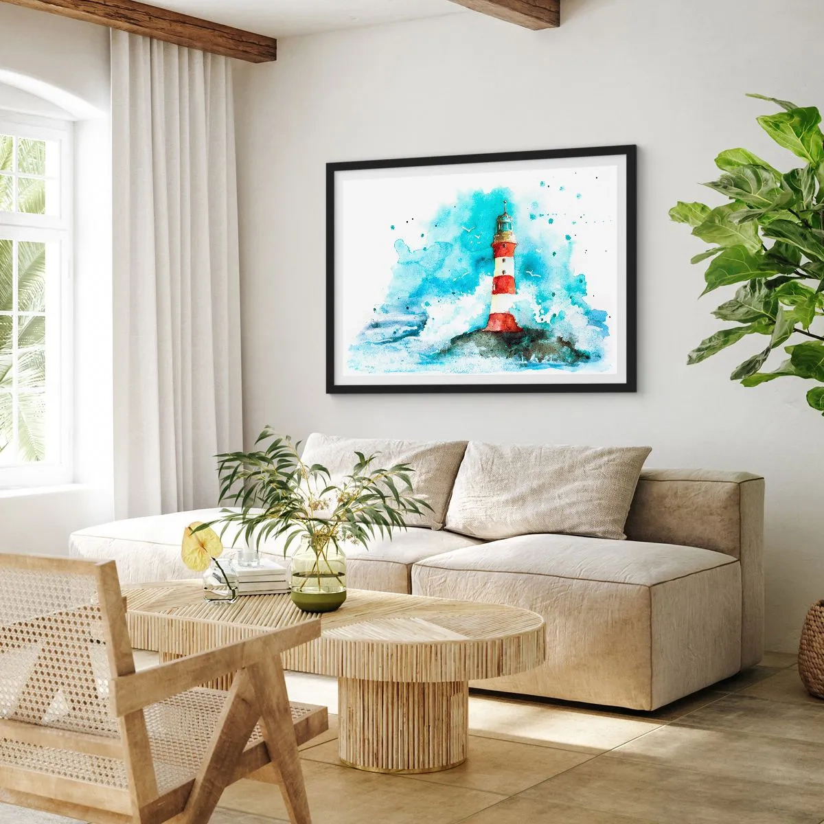 Plakat i sort ramme - Elementernes enhed - 100x70 cm