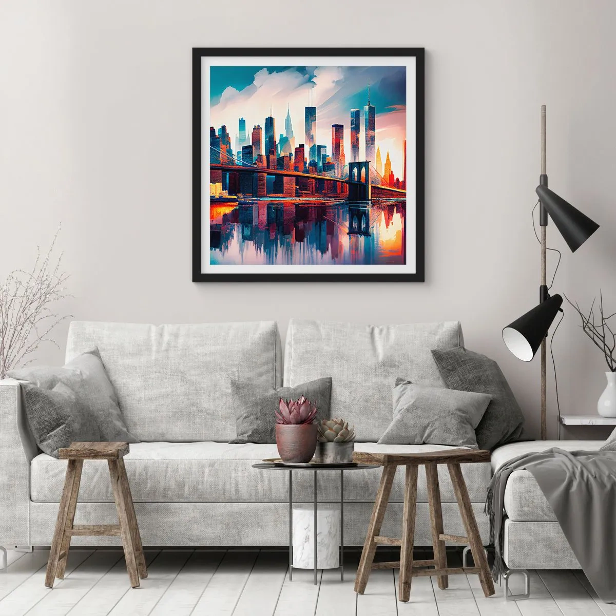 Plakat i sort ramme - Fænomenale New York - 60x60 cm