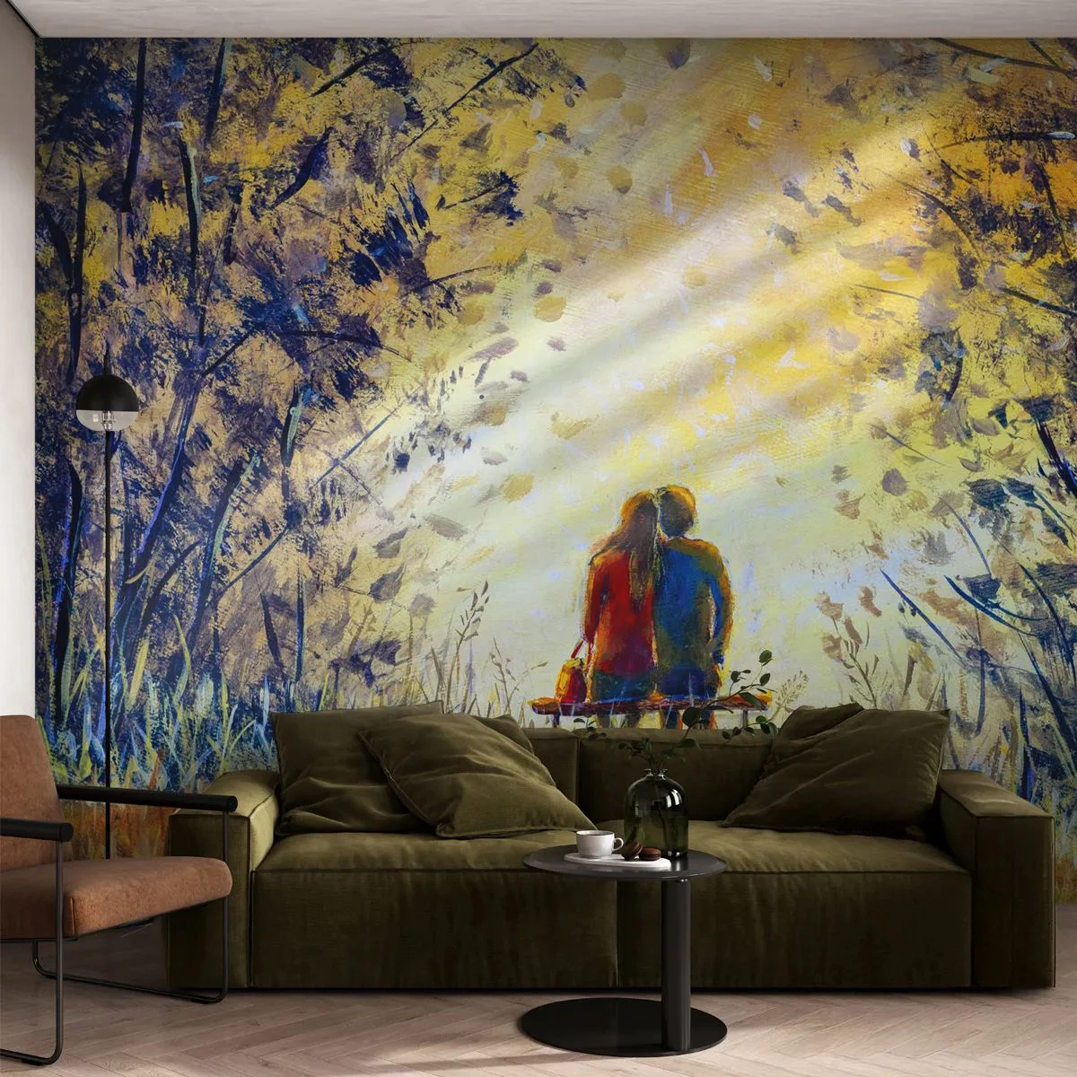 Fototapet Premium Sand - Et magisk øjeblik - Et par kærester, Parkere, Natur - 300x210 cm