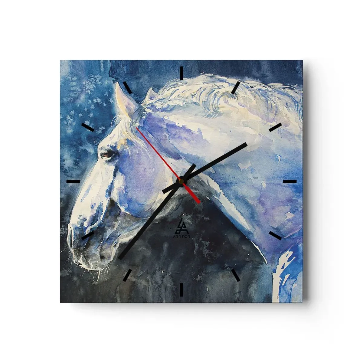 Vægur, Uret - Portræt i et blåt skær - 30x30 cm