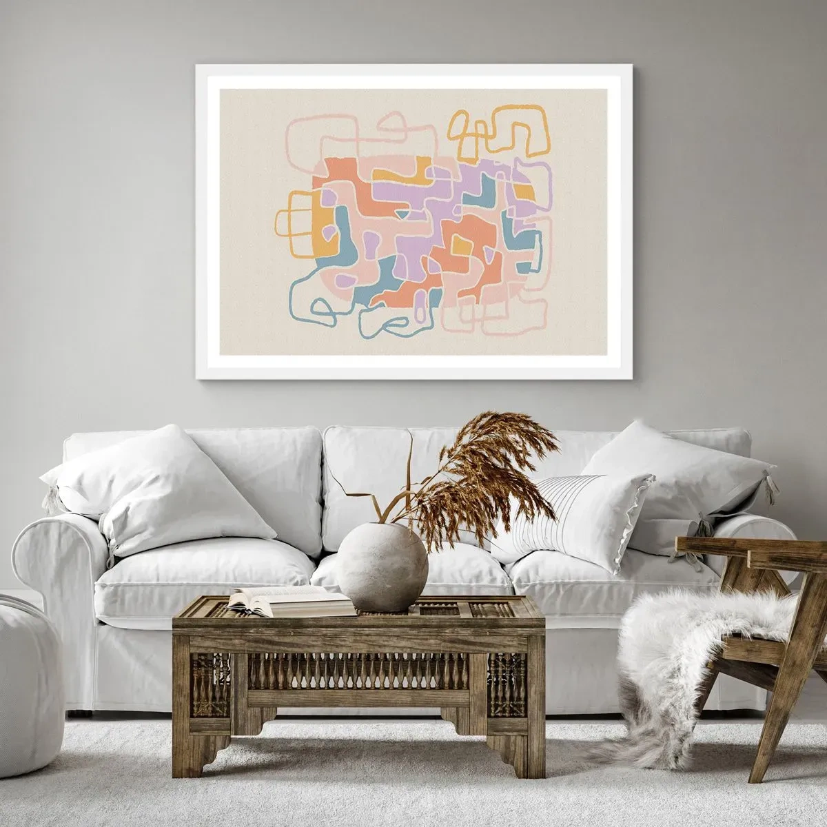 Plakat i hvid ramme - Labyrint - et glædeligt eventyr - 100x70 cm